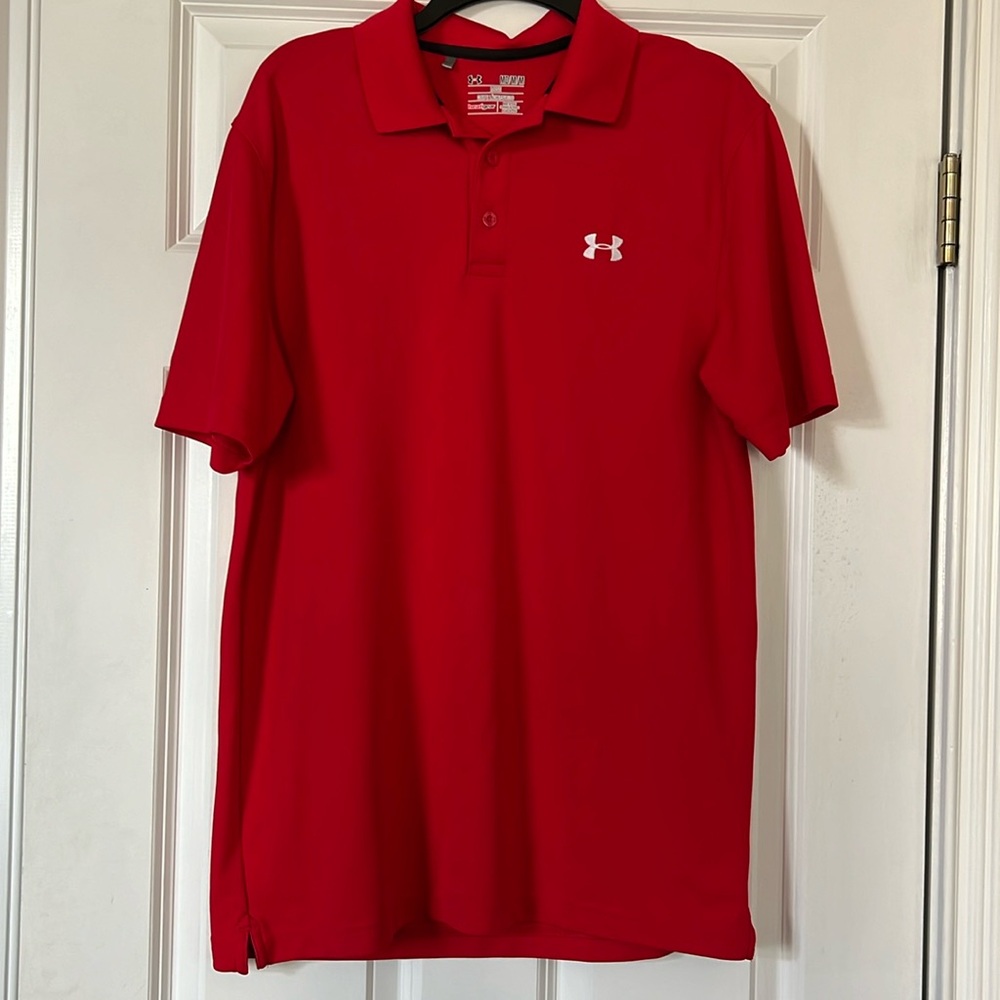 Mens Under Armour performance polo,  heat gear,  loose fit,  like new condition